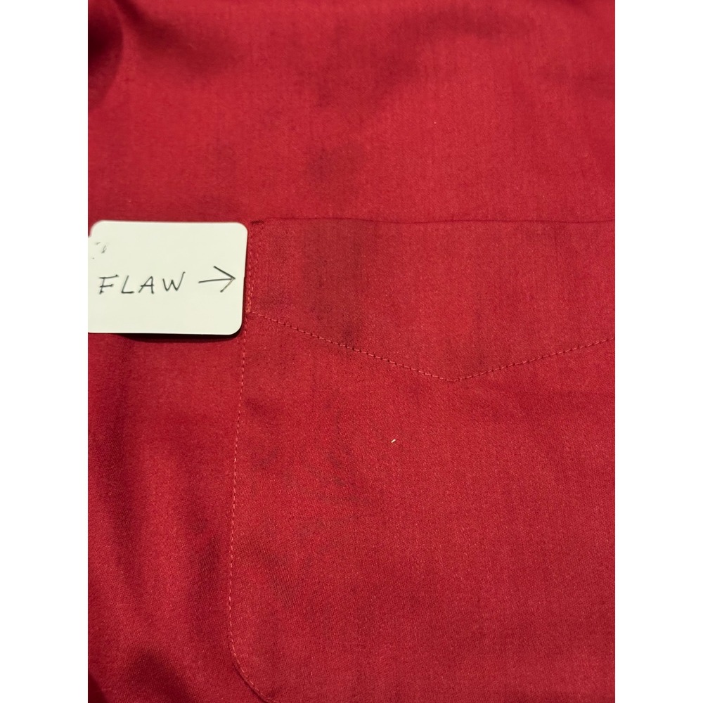 Geoffrey Beene Men Red Sateen Dress Shirt XL 17.5 32/33 Wrinkle Free Button Down - Picture 8 of 8